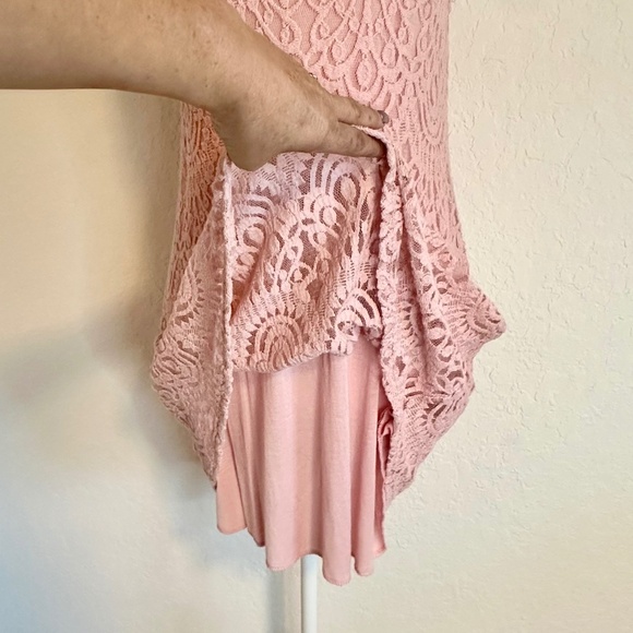 Ginger G Lace Overlay Pink Lined Stretch Dress, Size S - Picture 10 of 12